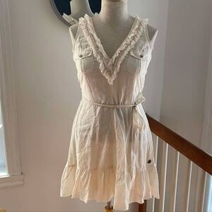 New Hugo Boss Cream Sleeveless Wrap Silk Dress Size 6us